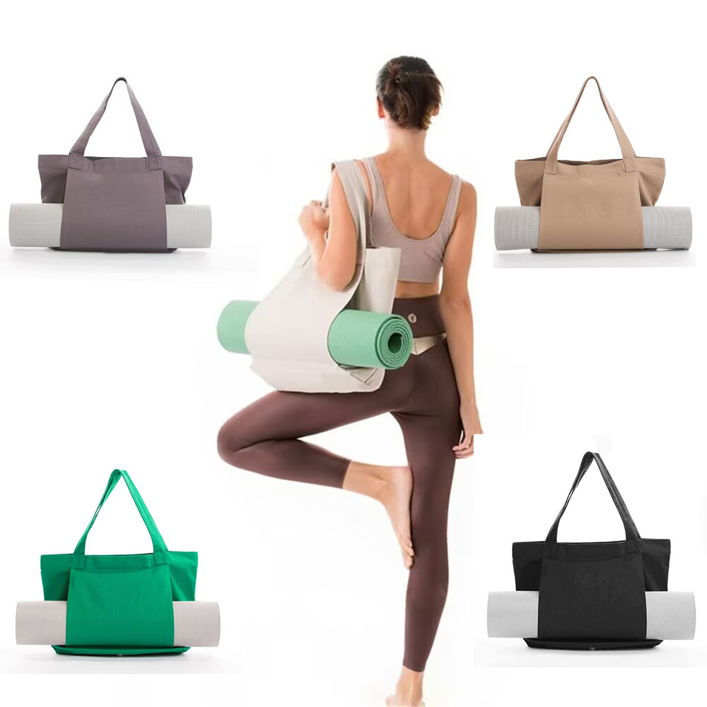 Pilate Yoga Workout - キャンバス製ヨガマットトートバッグ、大容量ショルダーハンドバッグ、ジムでのワークアウトや旅行に便利な携帯用ピラティスマット収納バッグ、マルチカラー。