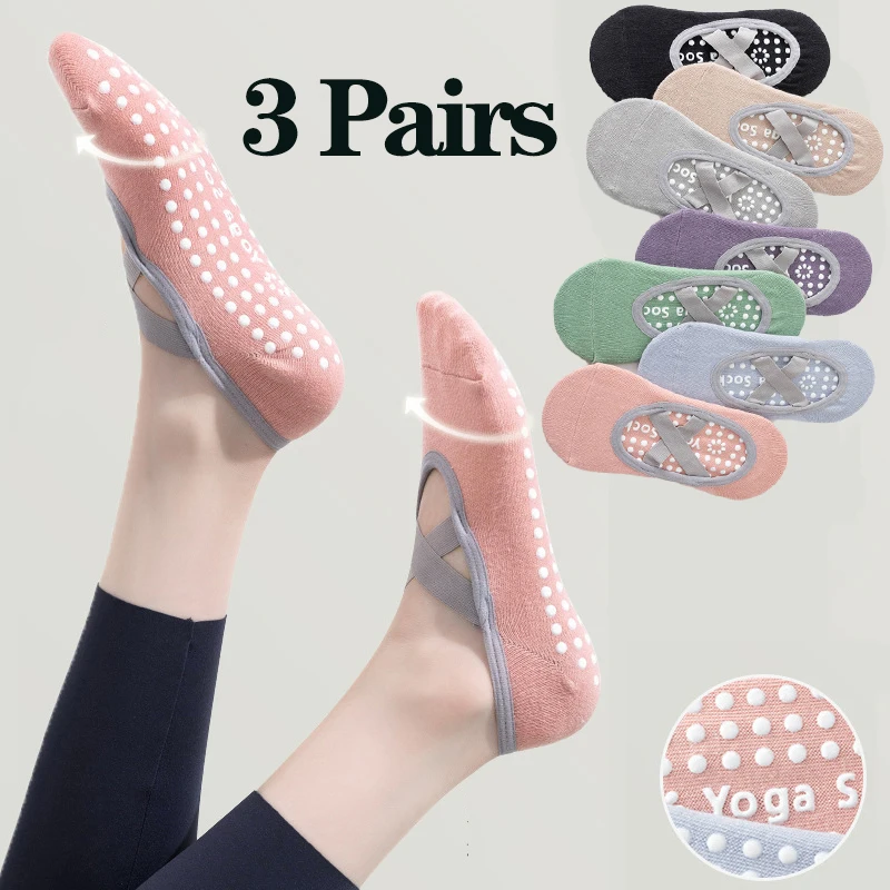 Medias Para Pilates Y Yoga - 1/3 ペアプロフェッショナル女性ヨガ靴下シリコーン滑り止めバレエピラティス靴下女性背中の開いた通気性包帯ヨガスポーツ靴下