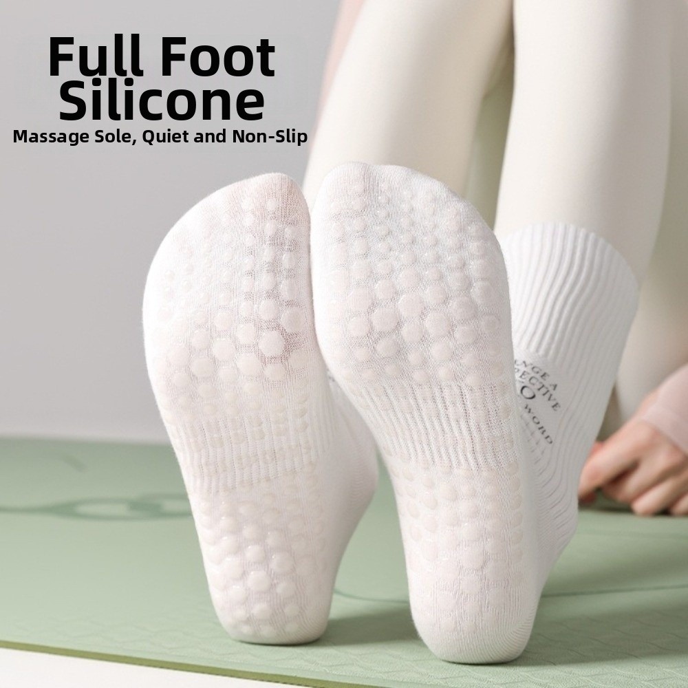 Medias Para Pilates Y Yoga - カジュアルな滑り止めヨガソックス、ソフトなレタープリント入りピラティスソックス、プロ仕様の特別スポーツソックス、エクササイズフィットネス用