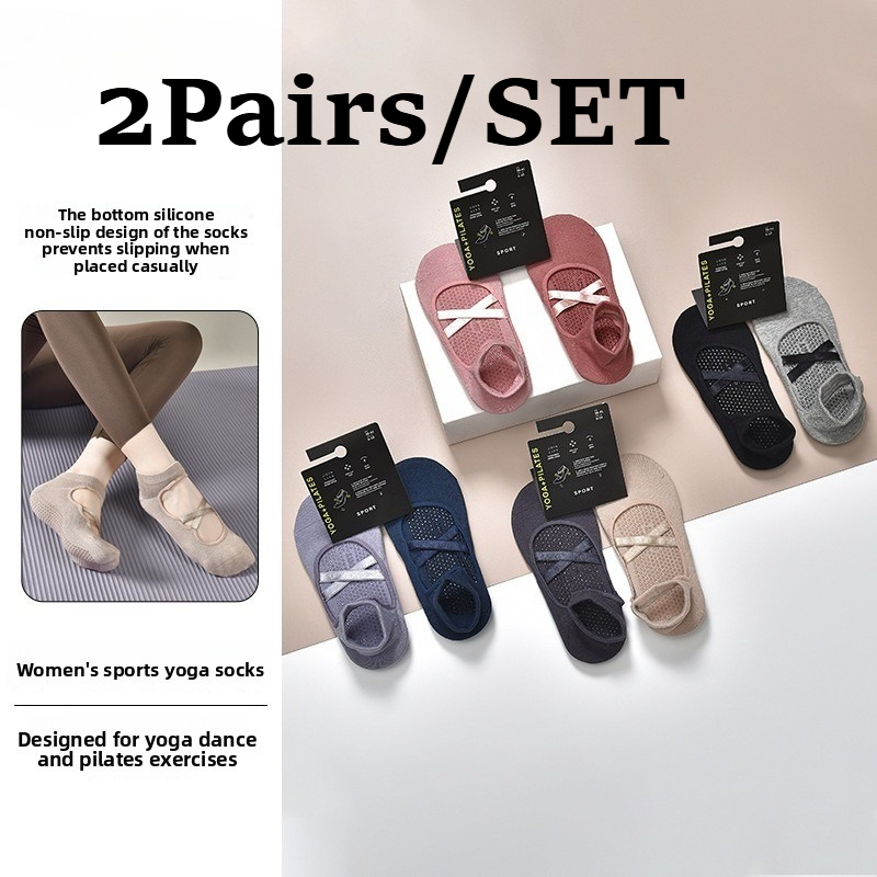 2 ペア通気性綿吸汗性ヨガソックスシリコーン滑り止めフロアソ - Medias Para Pilates Y Yoga のレビューと価格